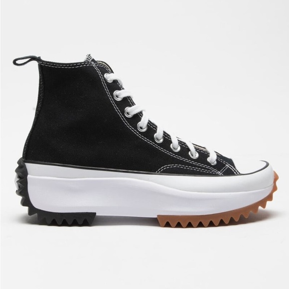 Converse Run Star Hike Hi canvas platform sneakers in black - Picture 2 of 8